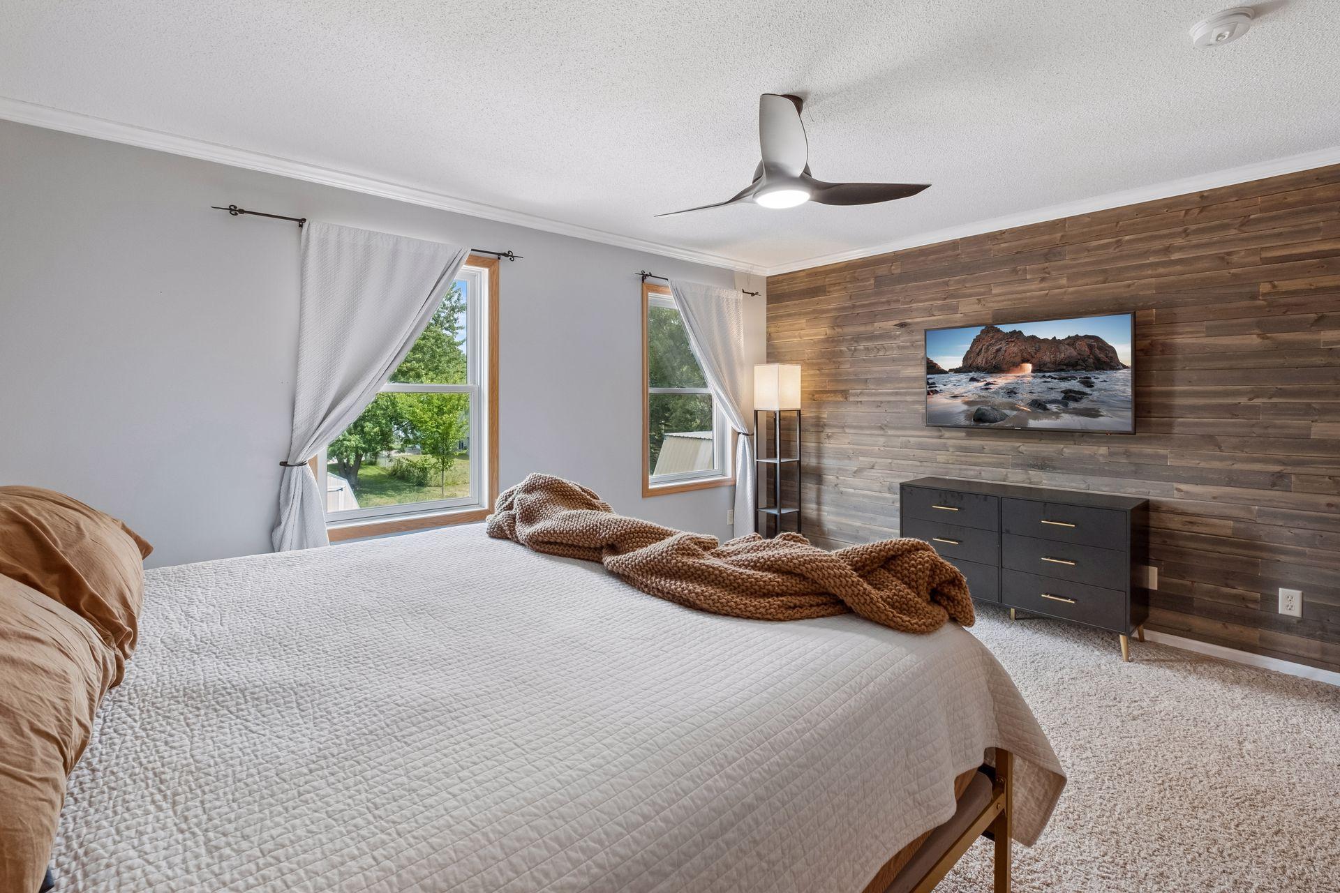 With modern finishes and an accent wall