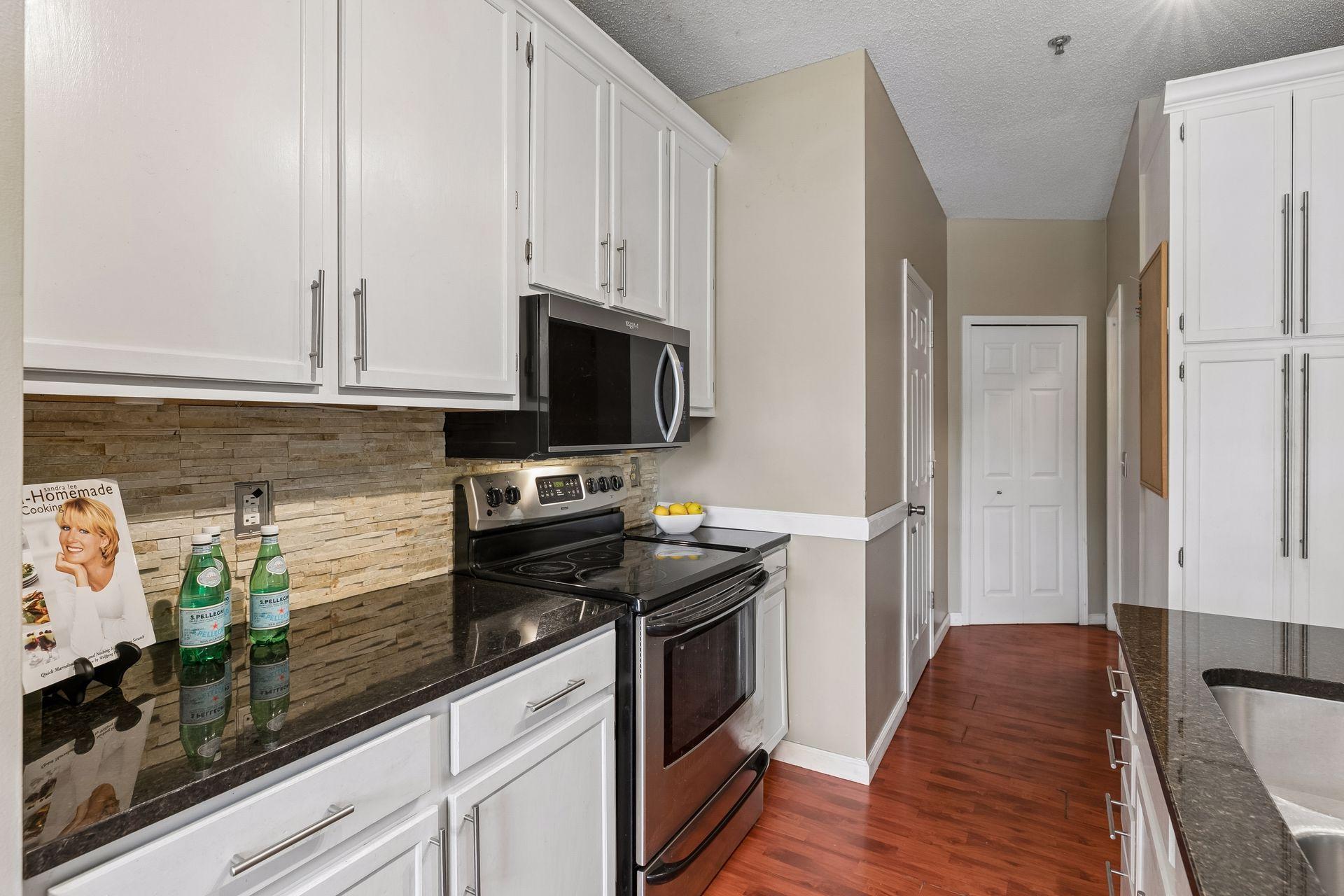 Beautiful stone backsplash.