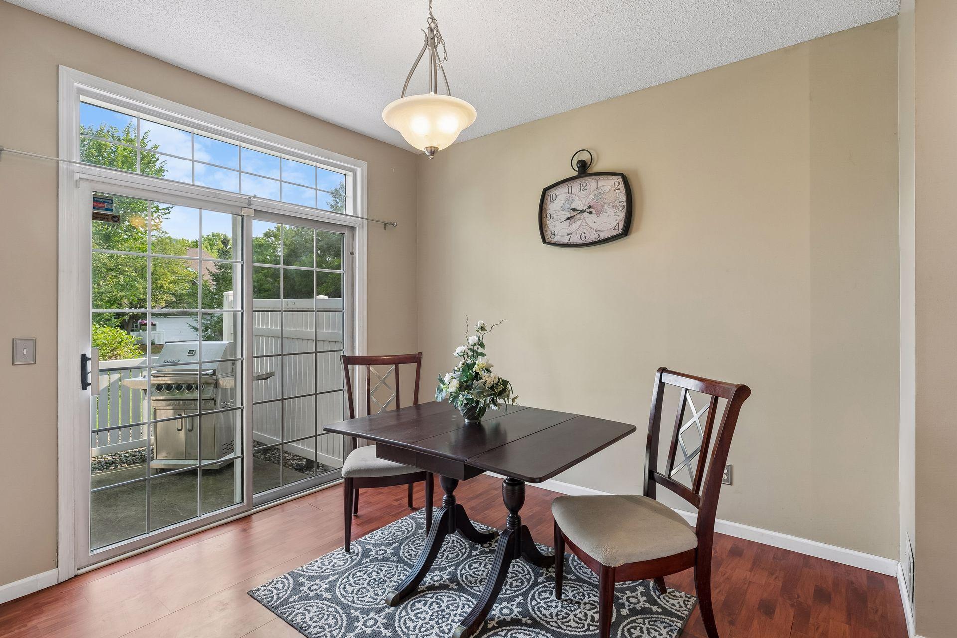 Patio is convenient to the dining area.