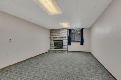 Lower Level Recreation Room with Gas Fireplace