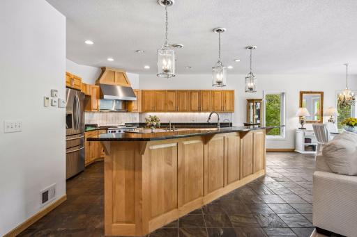 Plenty of room for seating around this kitchen island