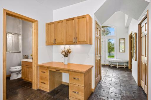 Built-in desk off the kitchen