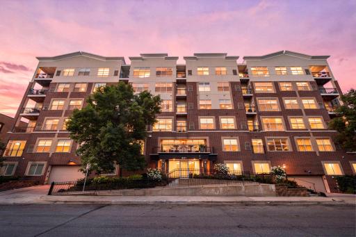 Twilight view of the welcoming front entrance