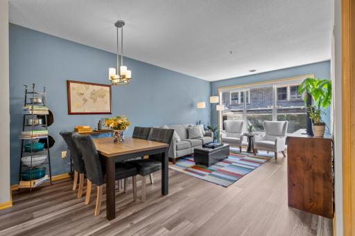 Dining area with room for a full table, open to the living room