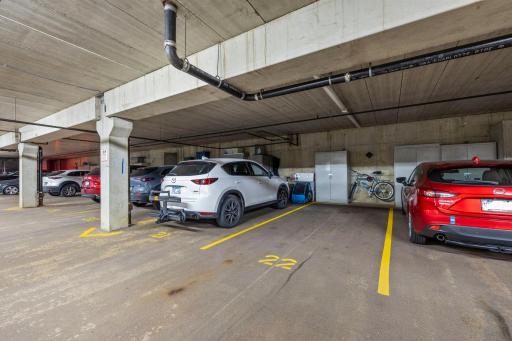 One heated underground parking stall included