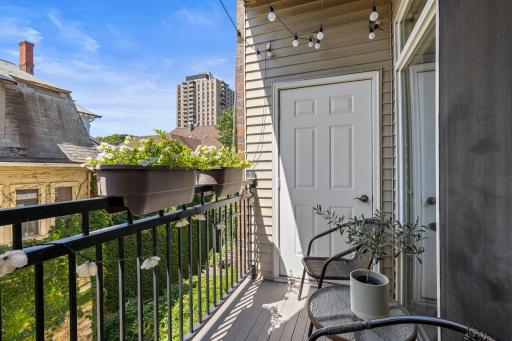 Private balcony off the primary suite, perfect for morning coffee