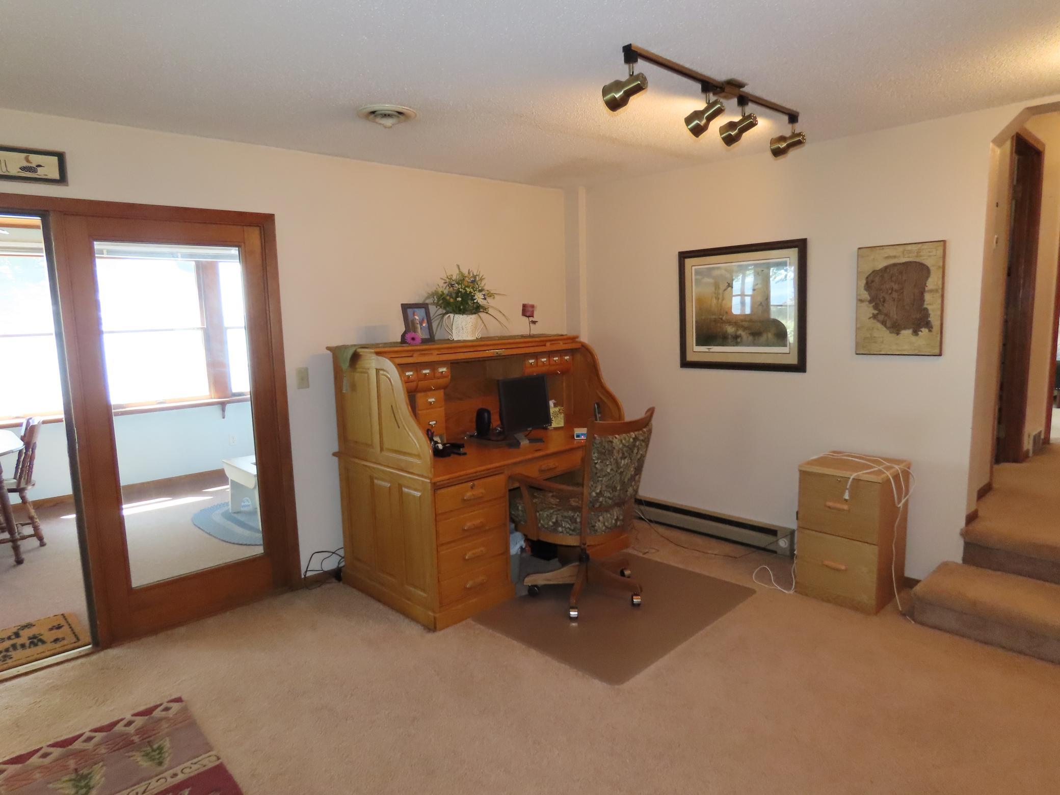 Desk in the corner of the living room