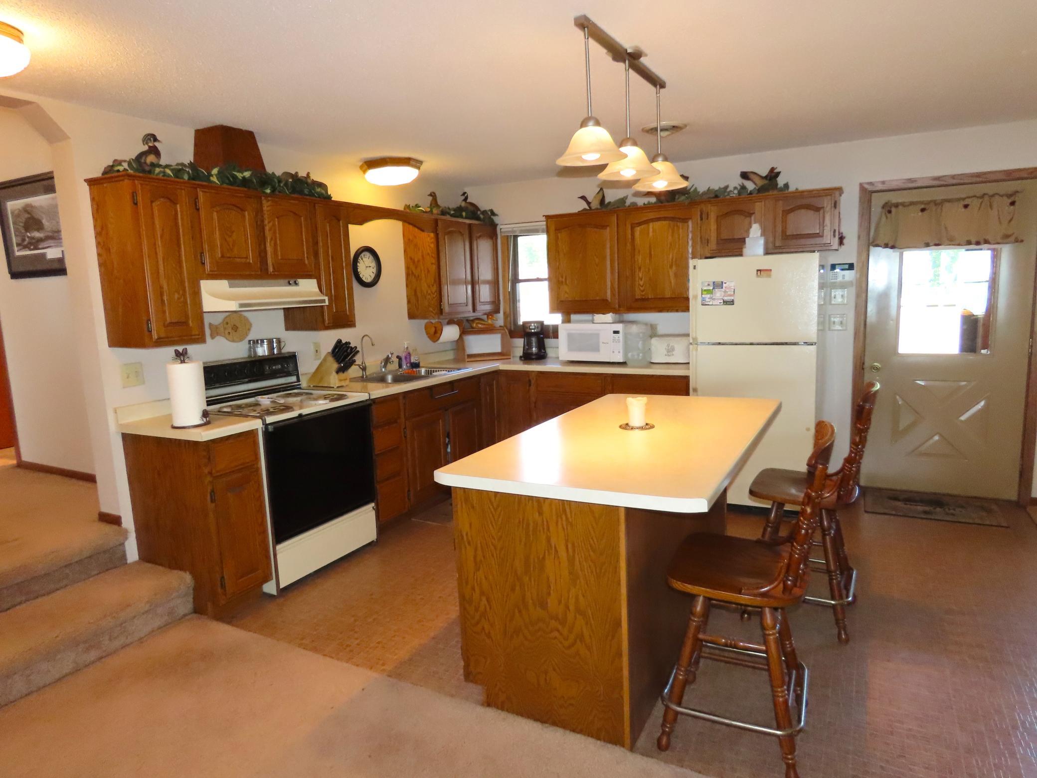 Open concept home with a large center Island