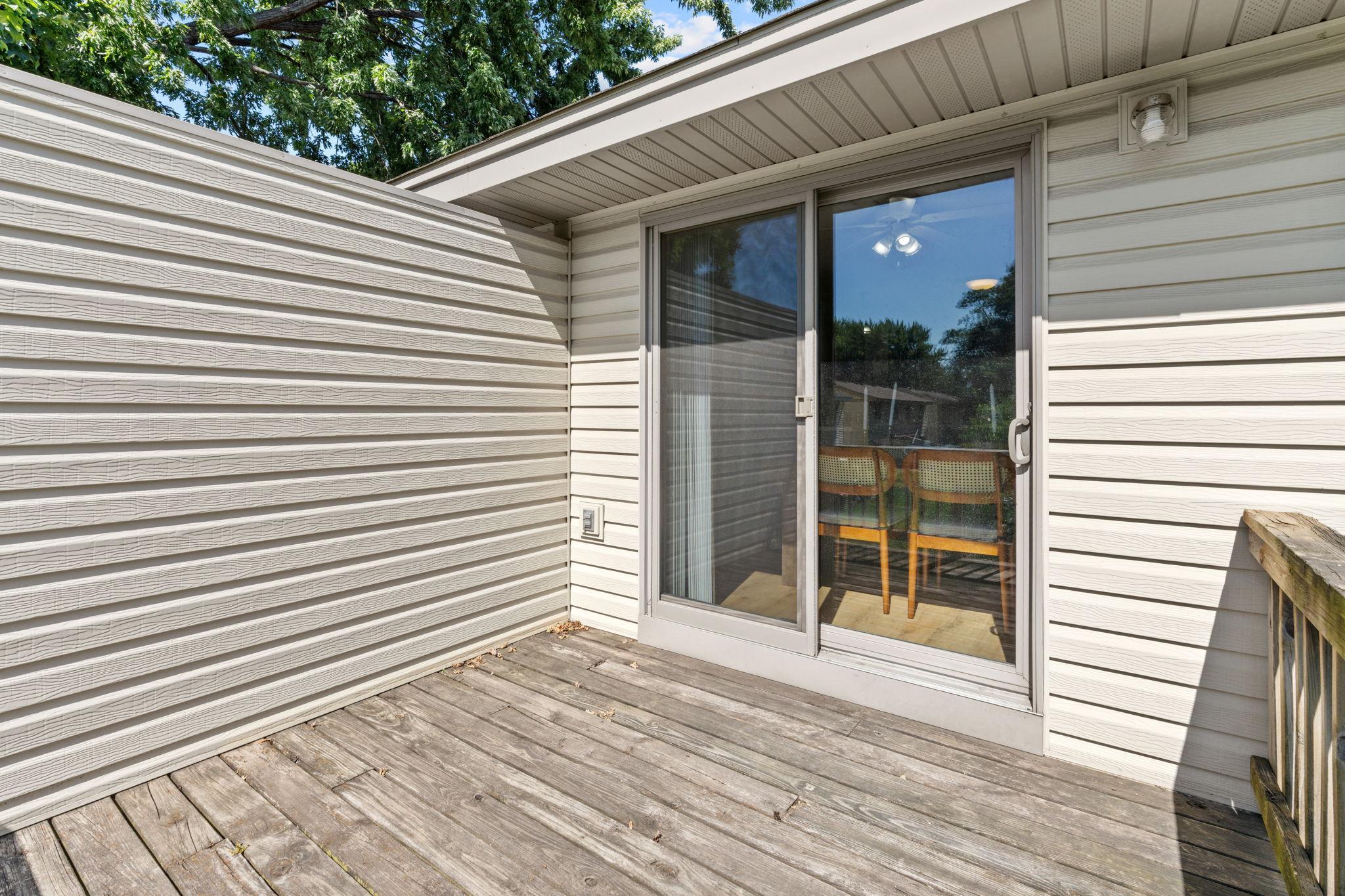 Sliding glass door providing access to the deck.