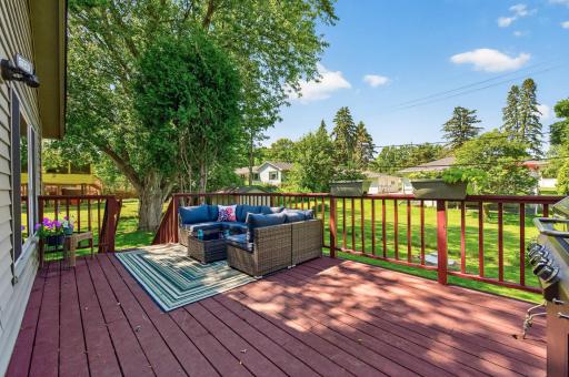 Comfortable seating areas make this deck an ideal spot to unwind and enjoy the peaceful surroundings.