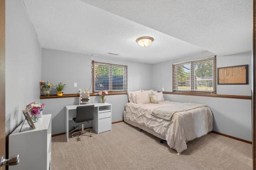 Generous lower-level bedroom offering flexibility for family, guests, or a home office.