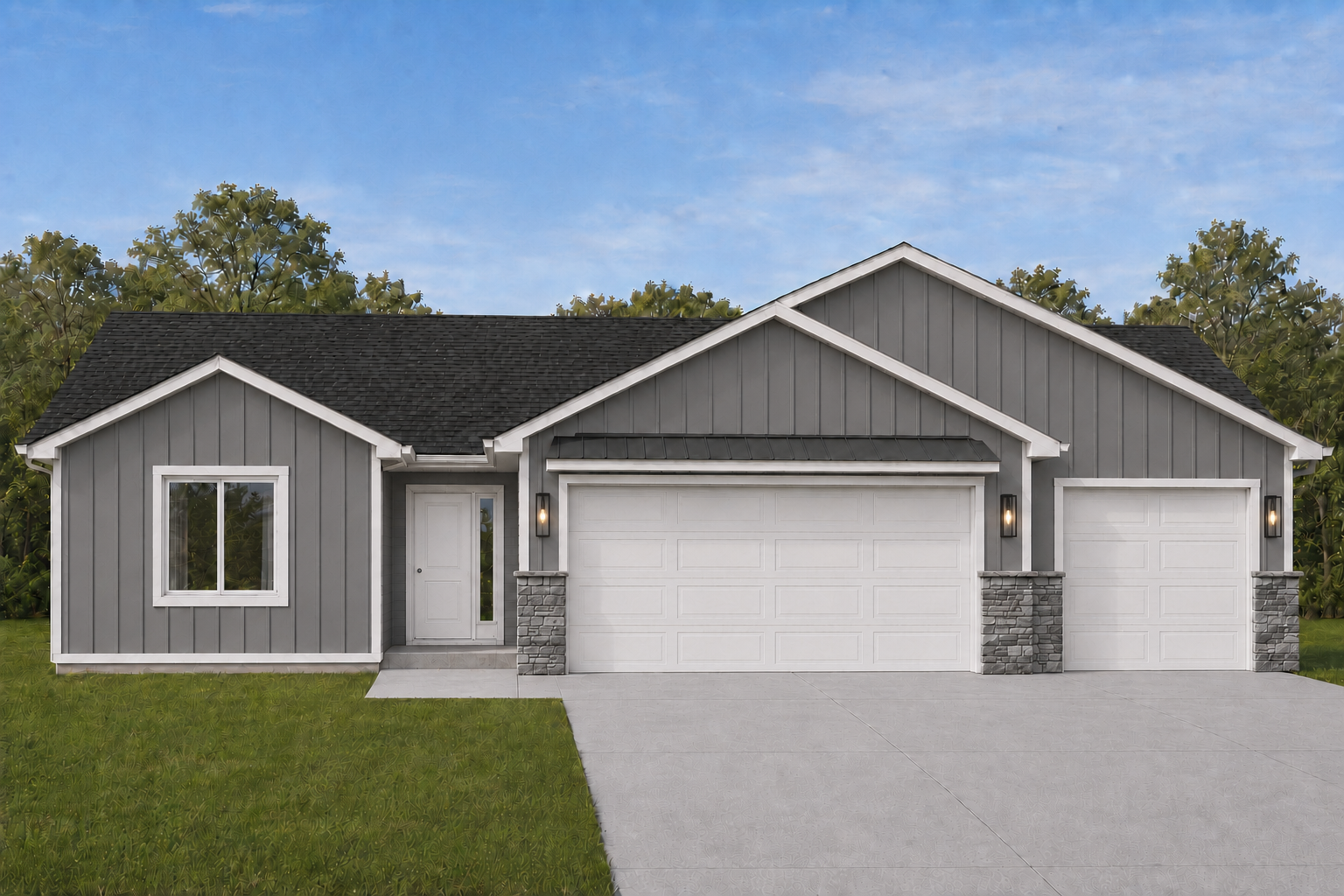 *AI-generated exterior rendering* This image is intended to provide a conceptual representation of the home. Not exact floor plan layout due to AI-generation.