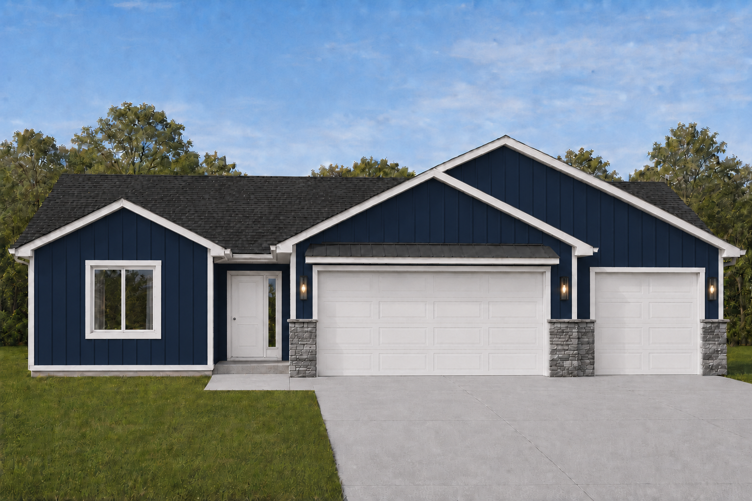 *AI-generated exterior rendering* This image is intended to provide a conceptual representation of the home. Not exact floor plan layout due to AI-generation.