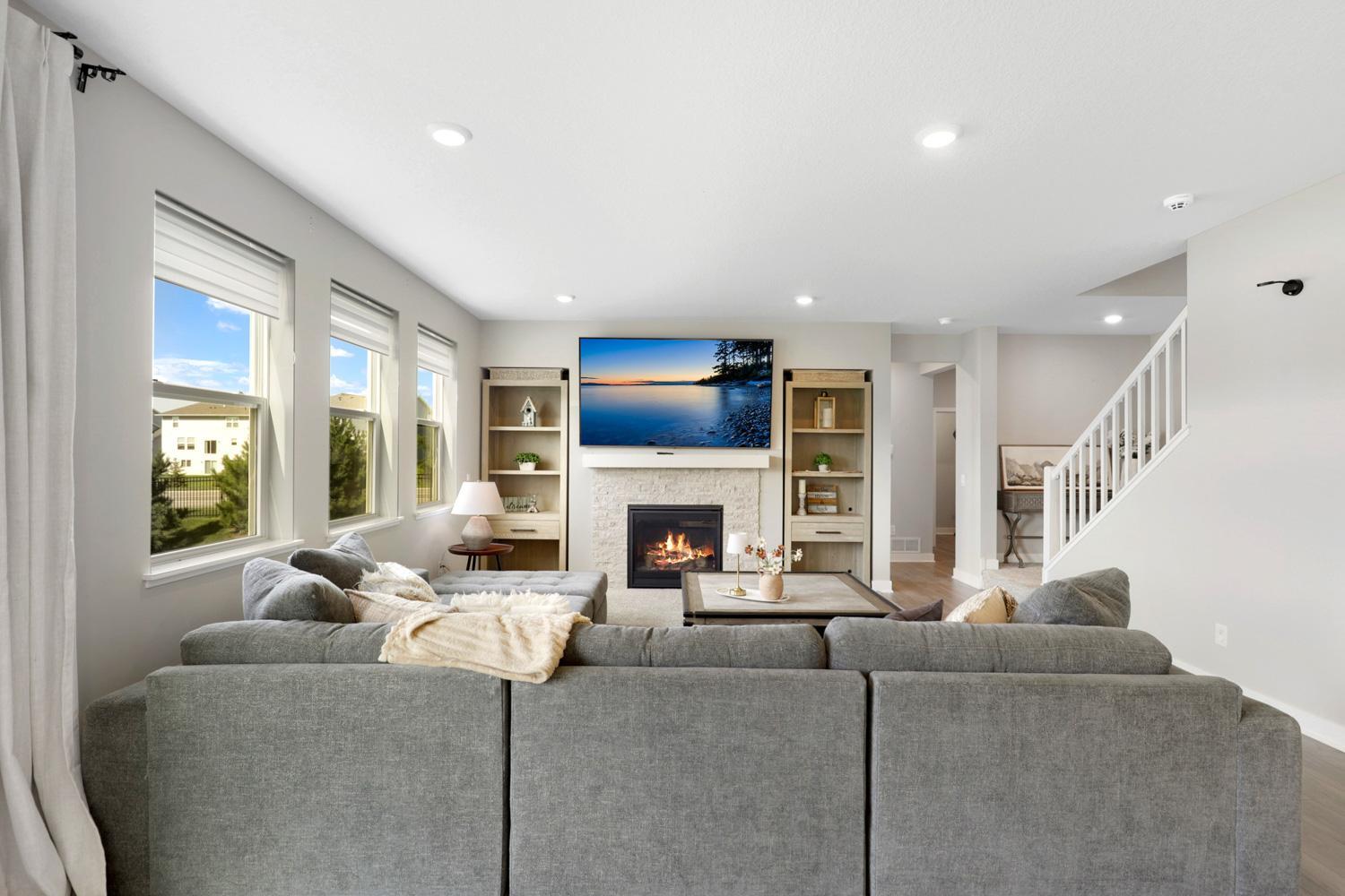 Stone Fireplace for those cool winter movie nights