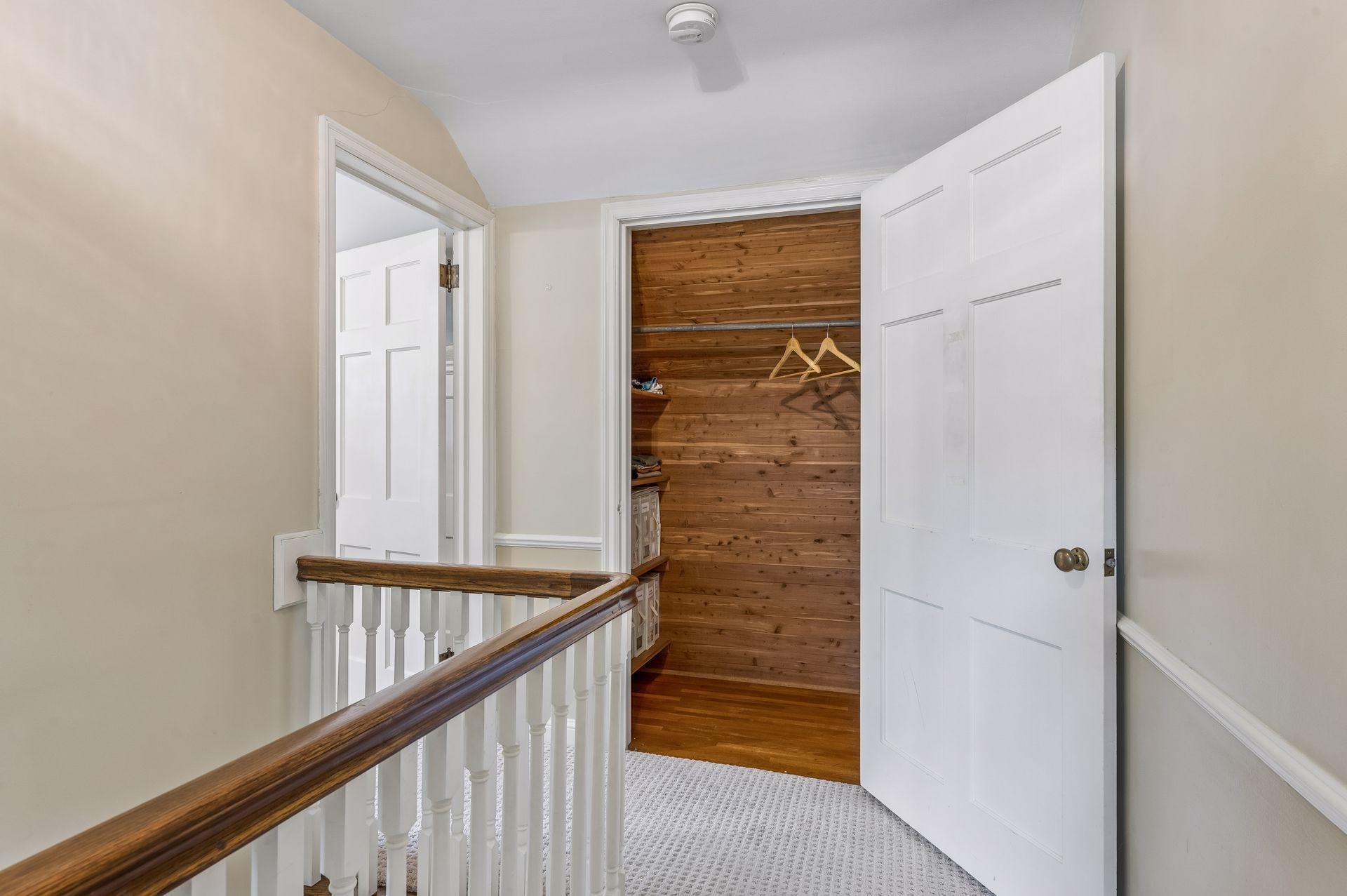 Upstairs hallway closet is cedar, perfect for long term storage