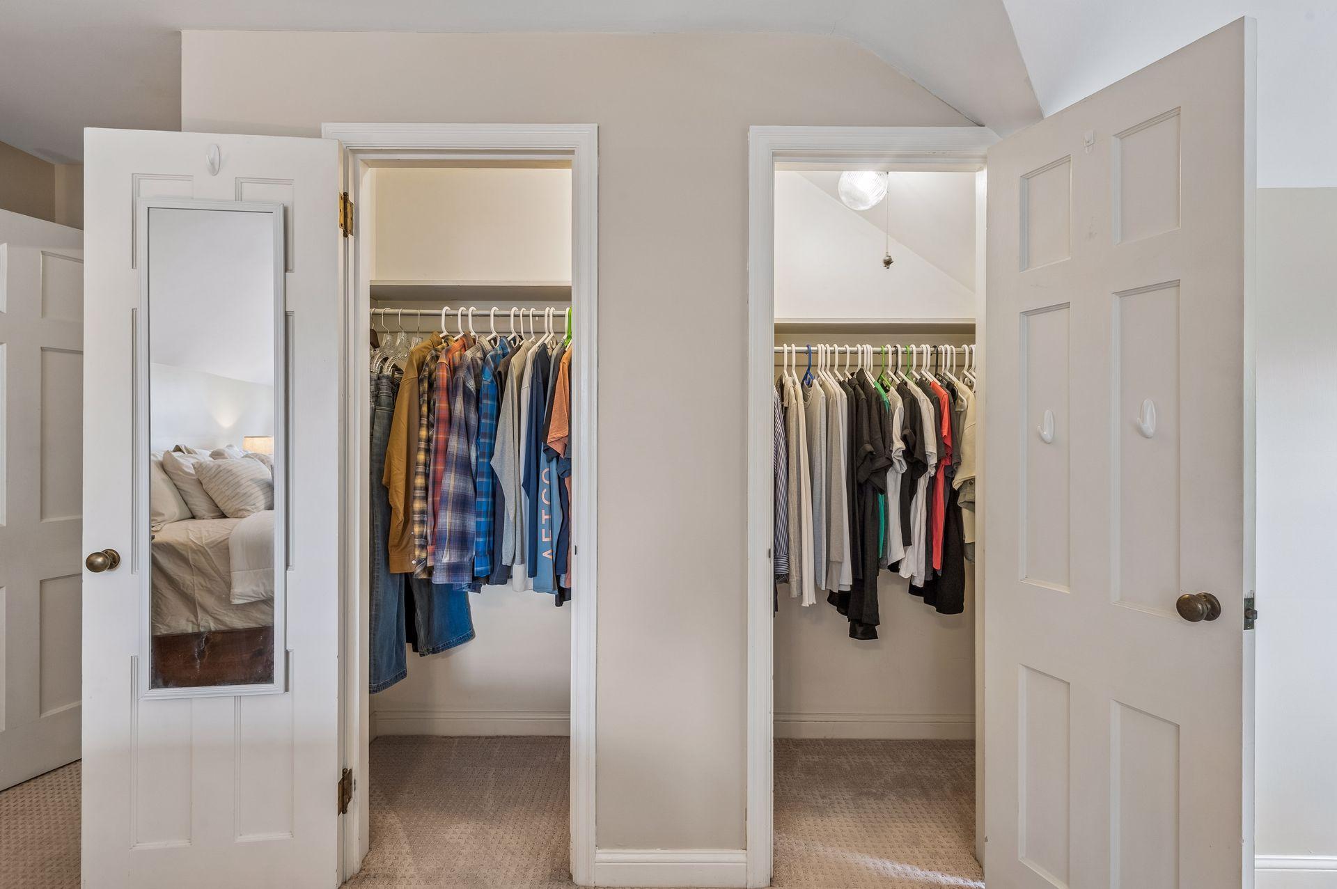 Two spacious closets within the primary bedroom