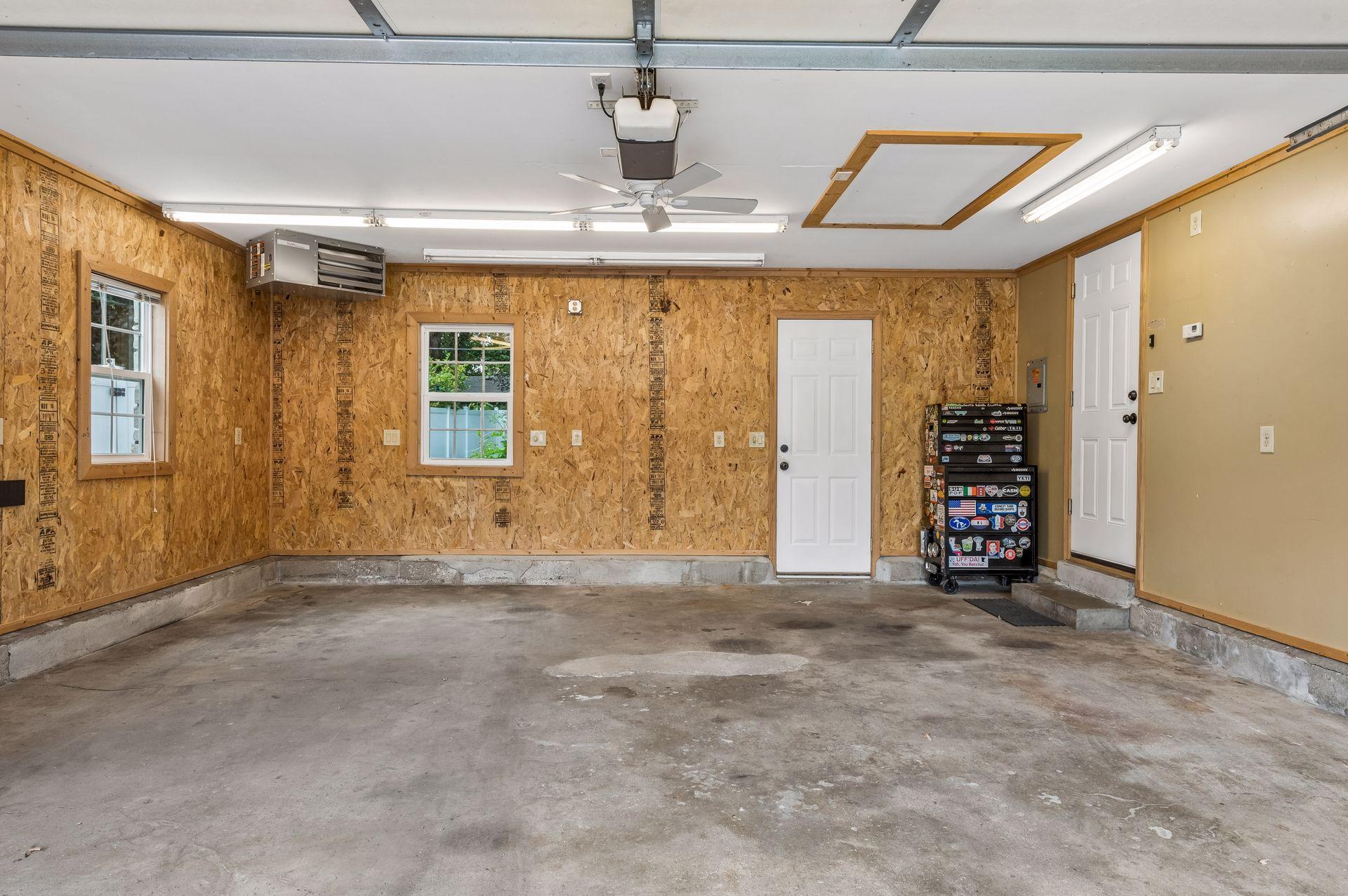 The two car attached garage is heated for your comfort