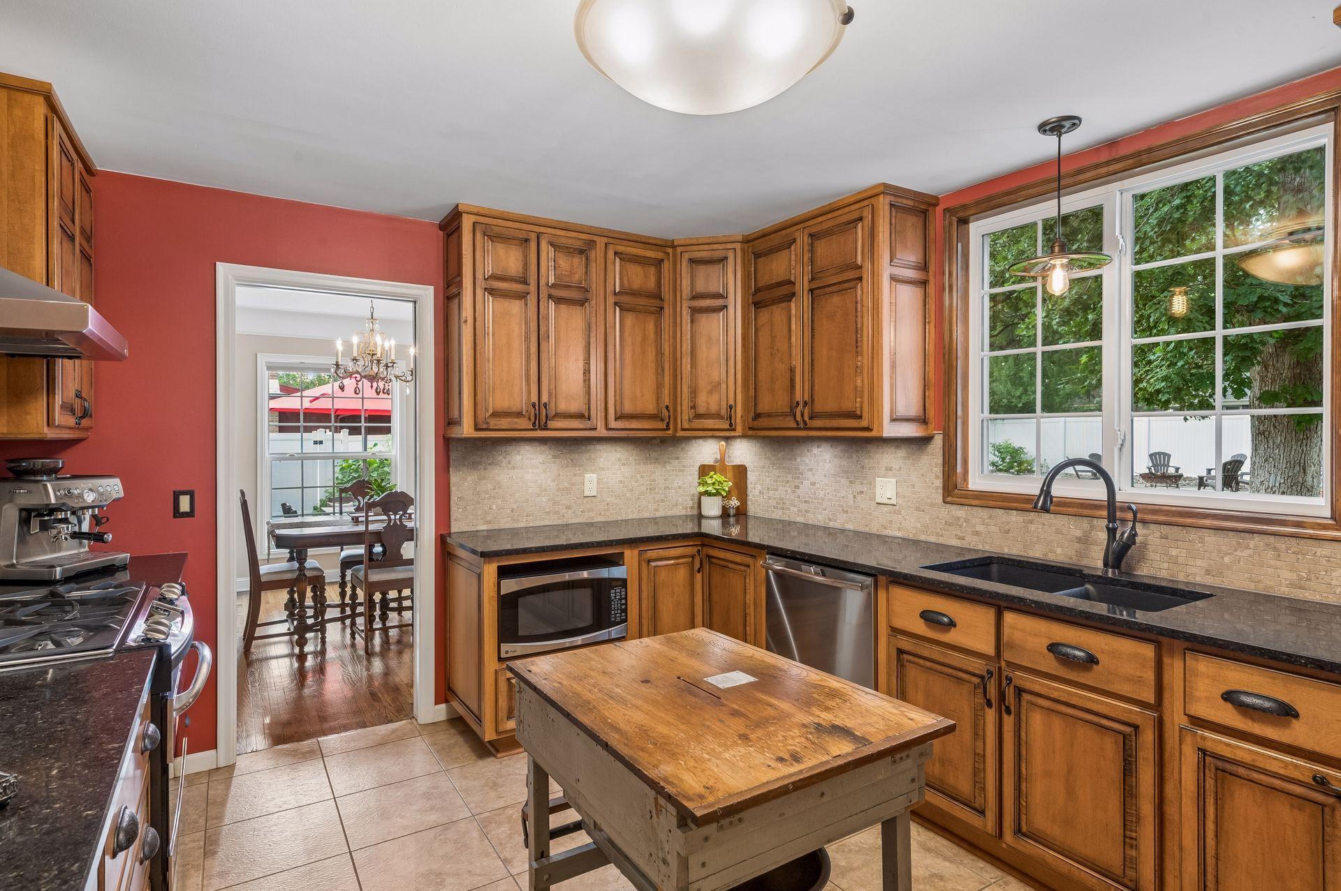 The kitchen sink window looks out to your private backyard