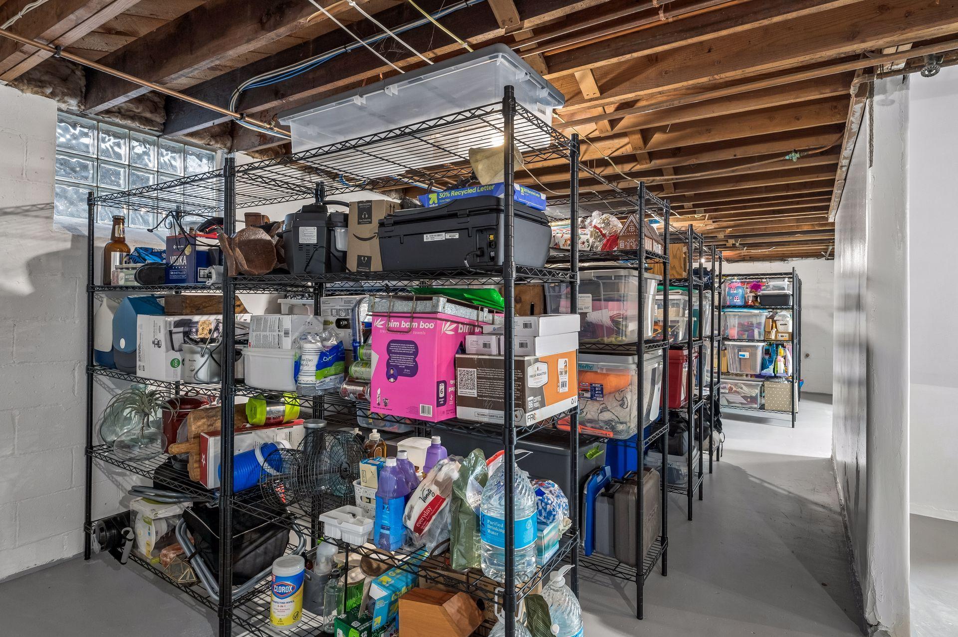 On the other side of the lower level is a massive storage area