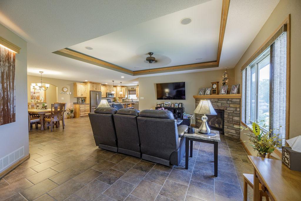 Notice the tray ceiling with built in speakers