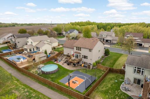 Overhead view of this backyard oasis!