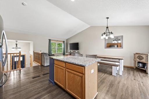 Vaulted ceilings throughout the main level living spaces