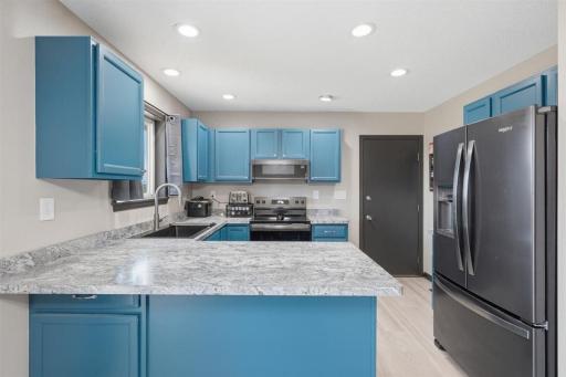 New countertops and stainless steel appliances