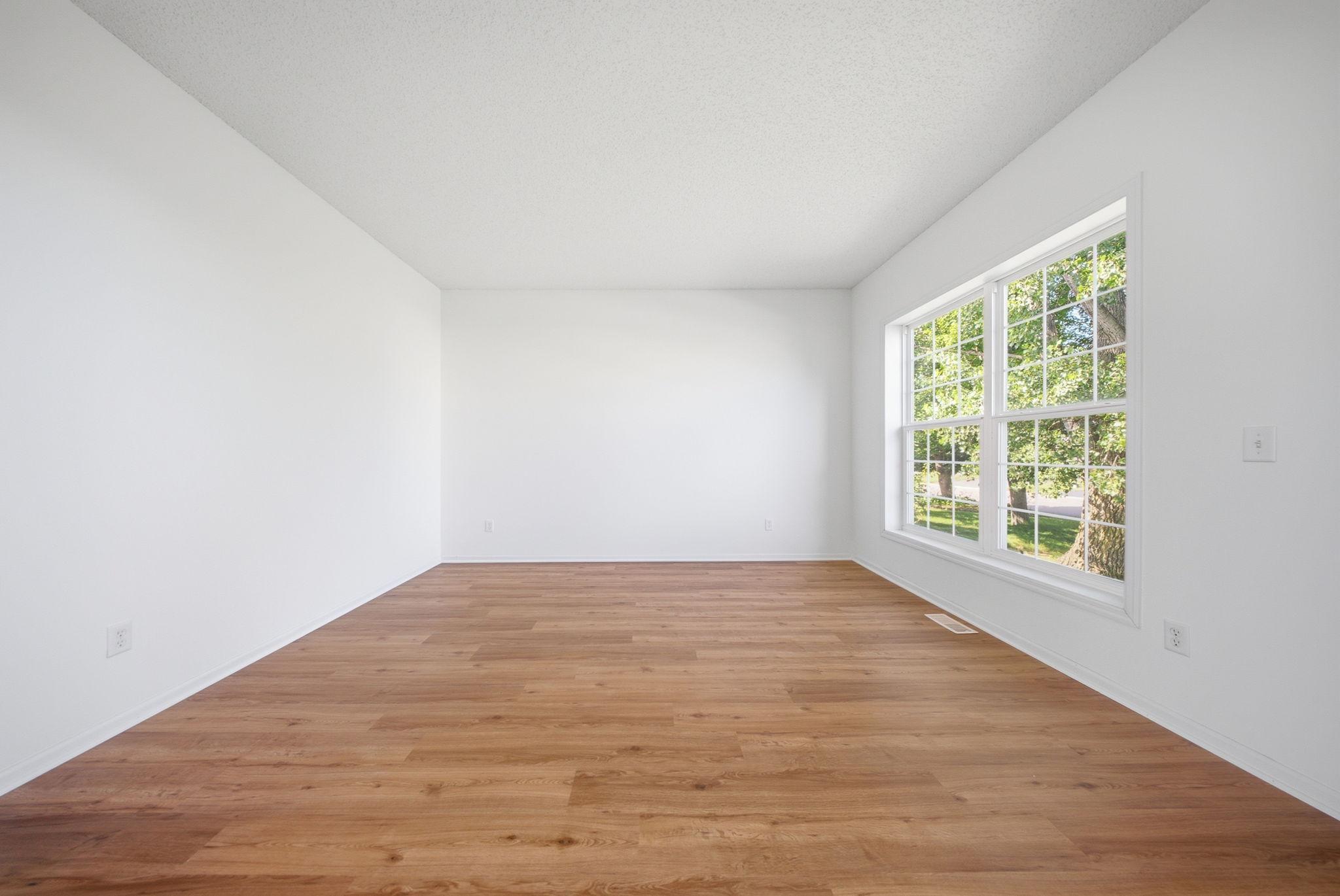 Living room with new flooring.