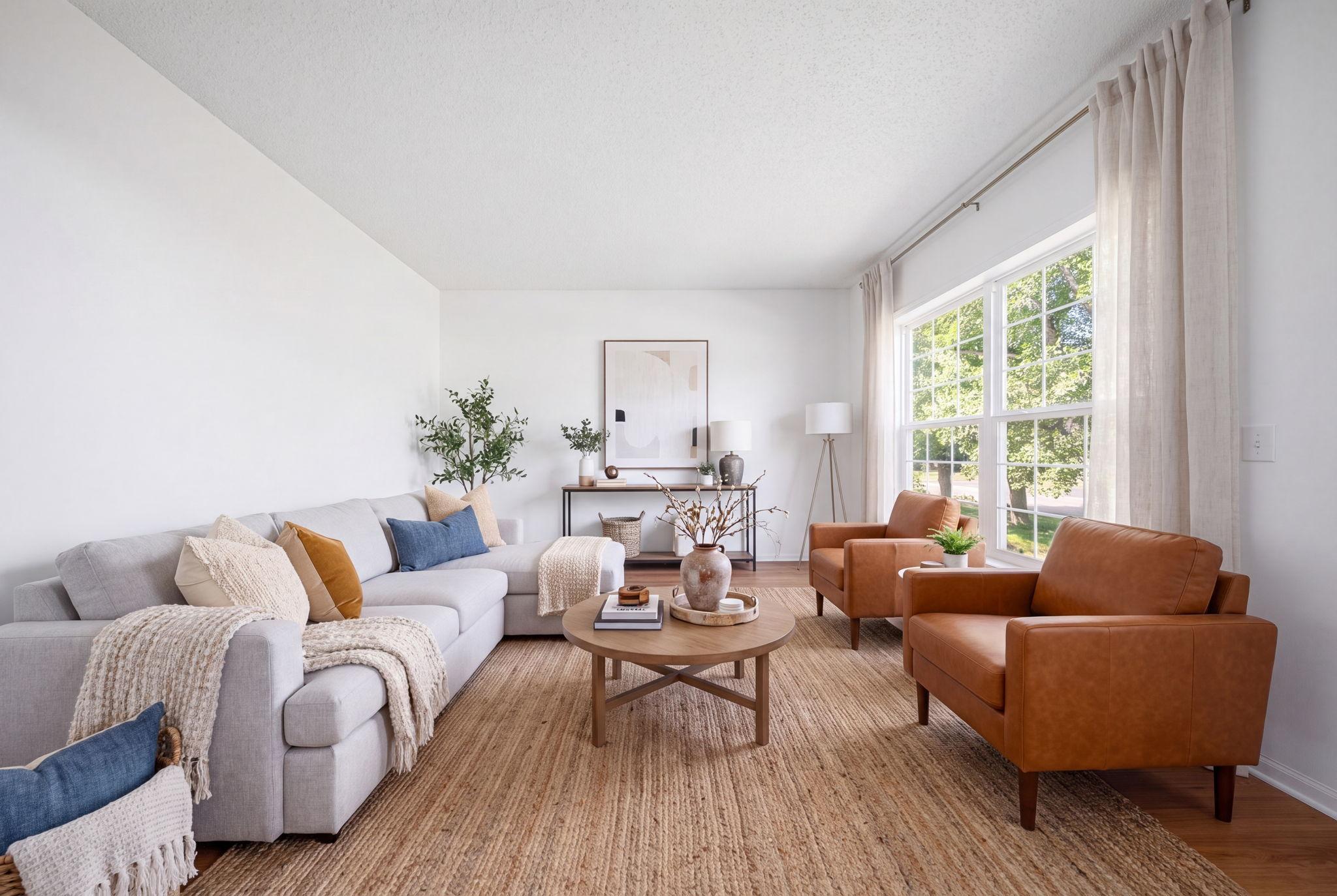 Virtually staged living room.