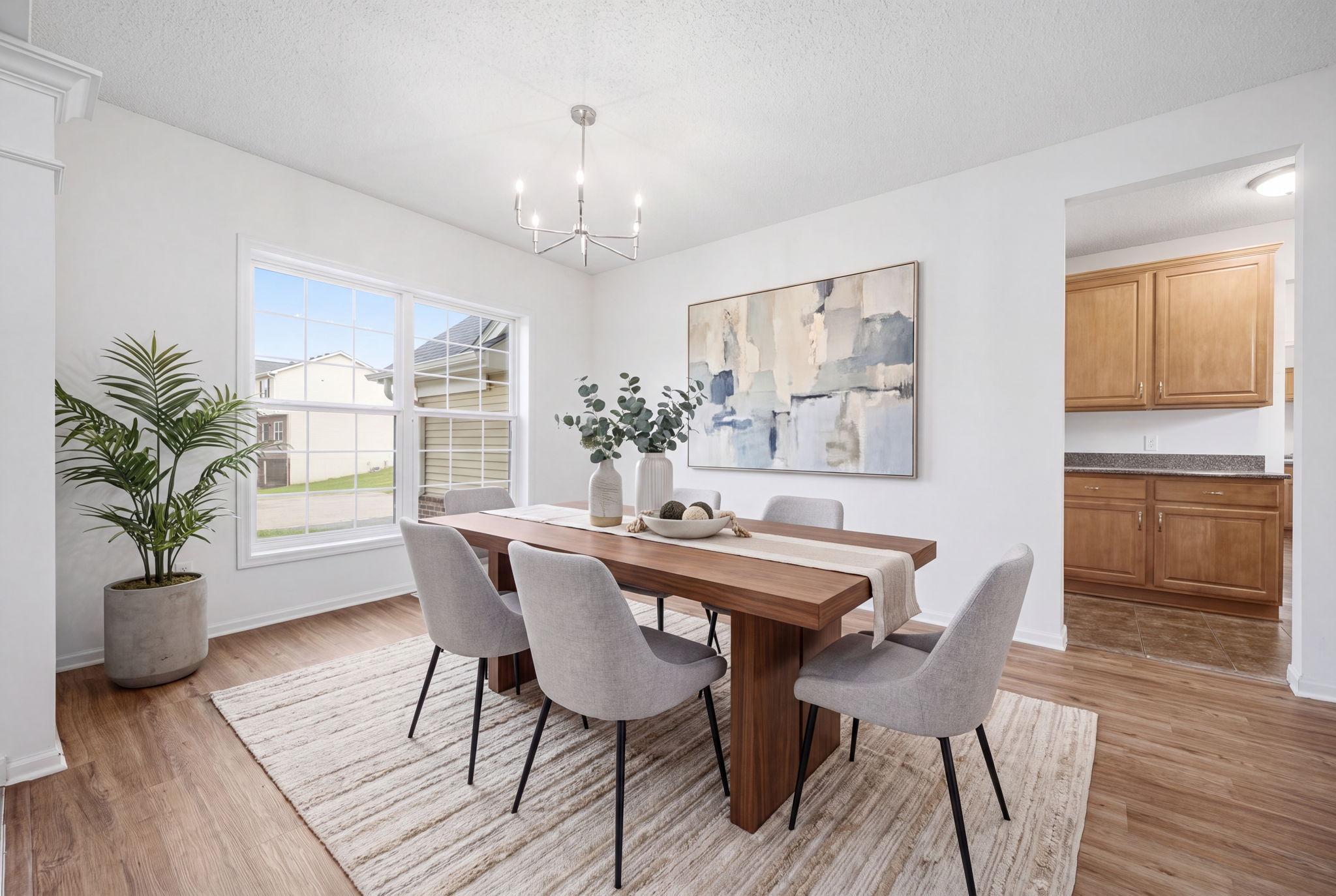 Virtually staged dining room.