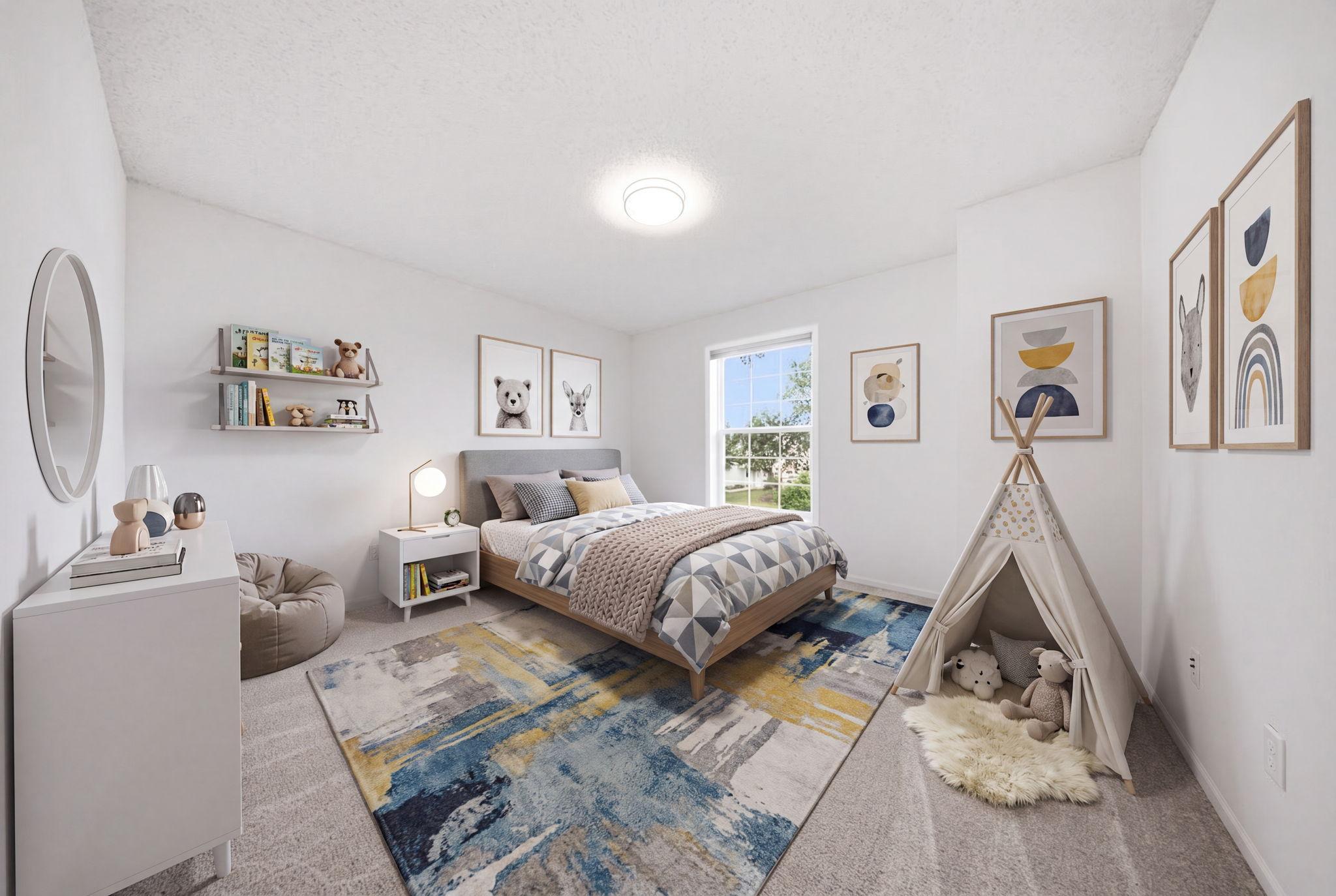 Virtually staged bedroom 2.