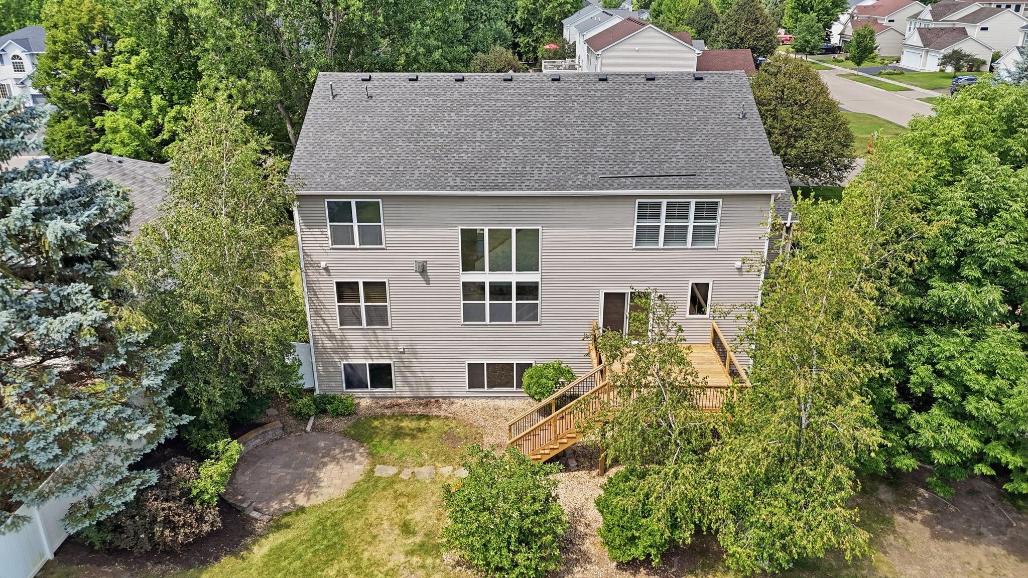 Aerial view of the backyard.