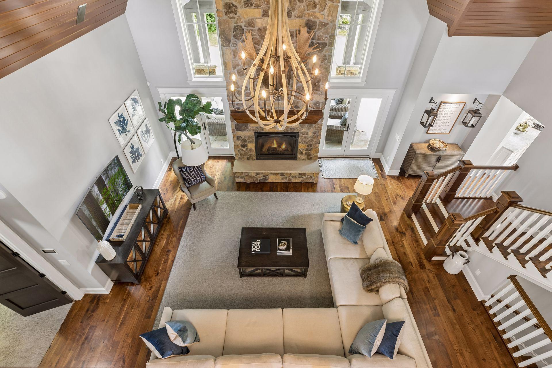 View of Living Room from Upper Loft Area