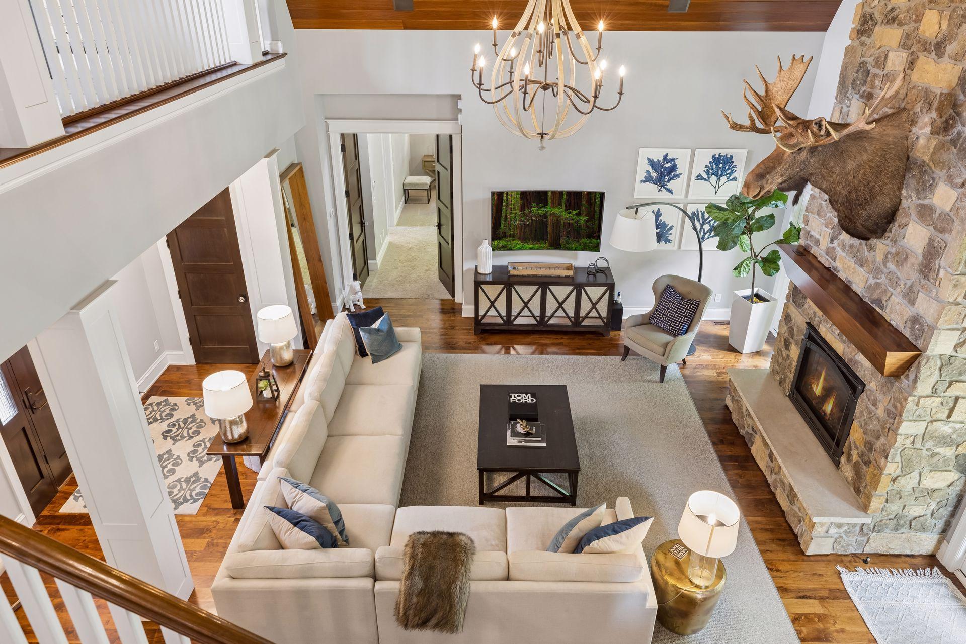 View of Living Room from Upper Loft Area