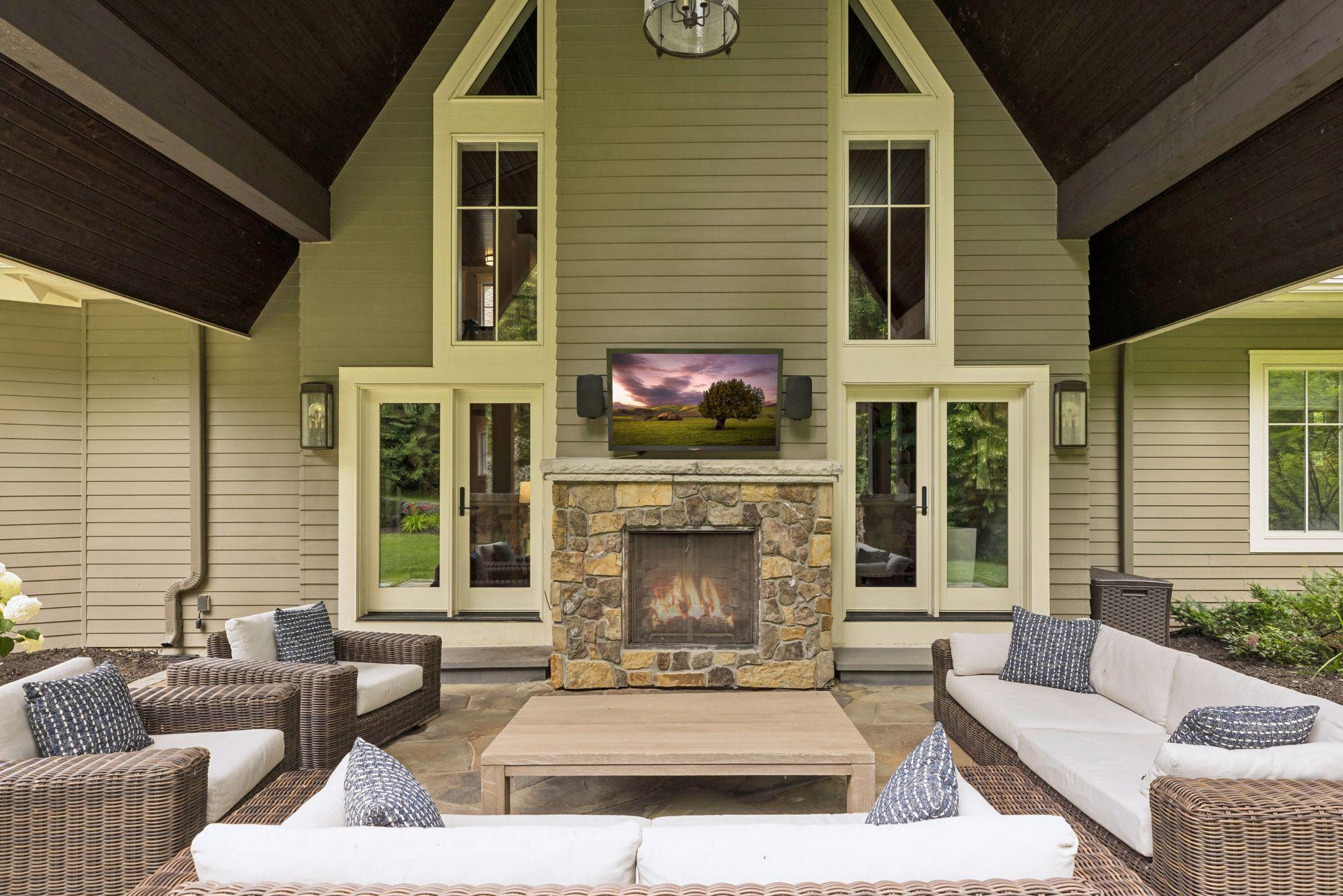 Covered Backyard Lounge Area w/ Fireplace