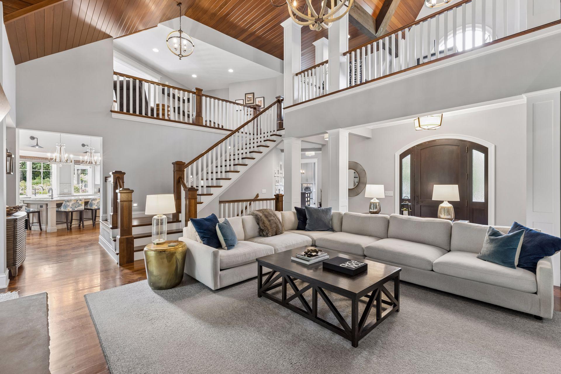 Living Room w/ Two Lofts Above