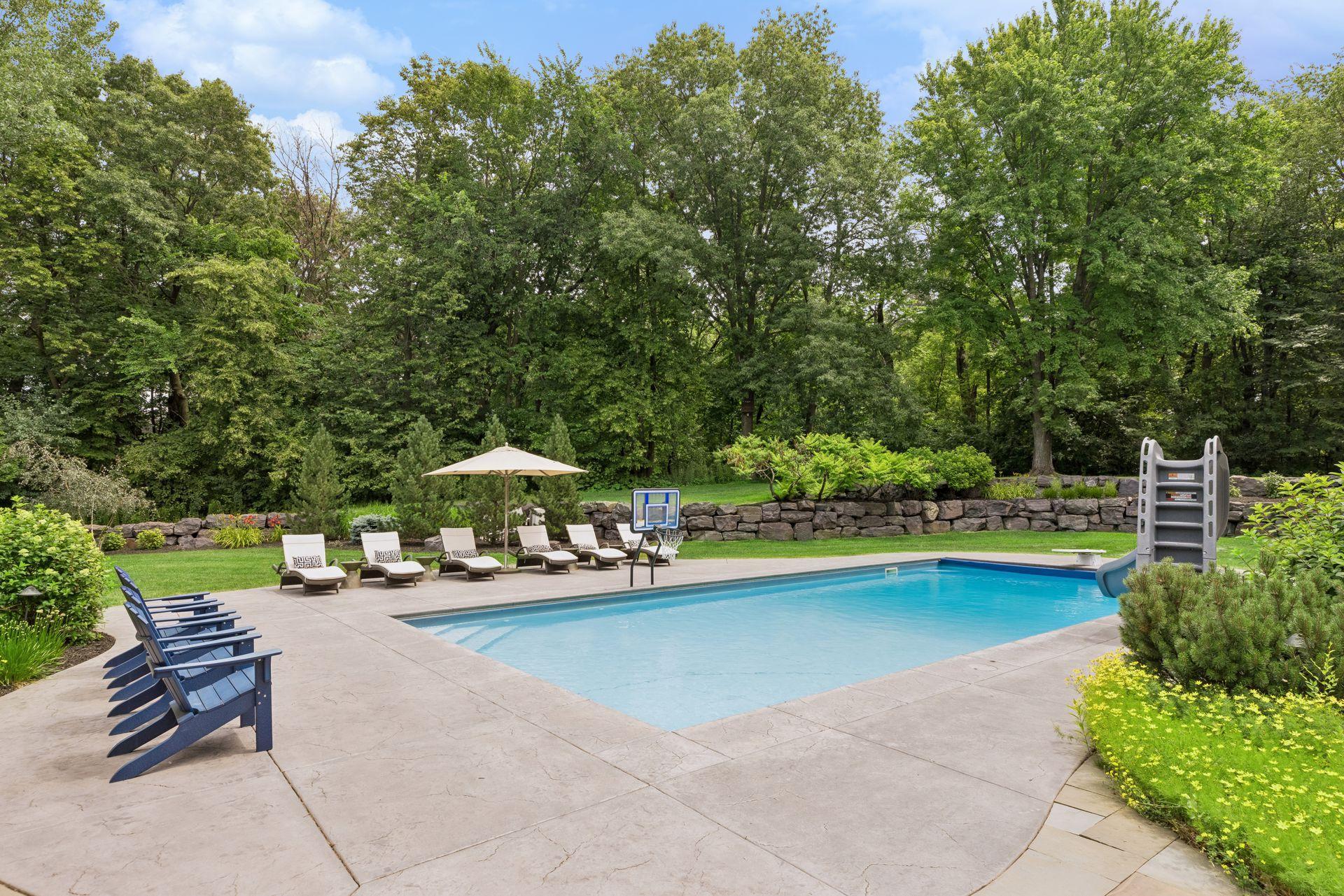 Pool Deck w/ Diving Board & Slide
