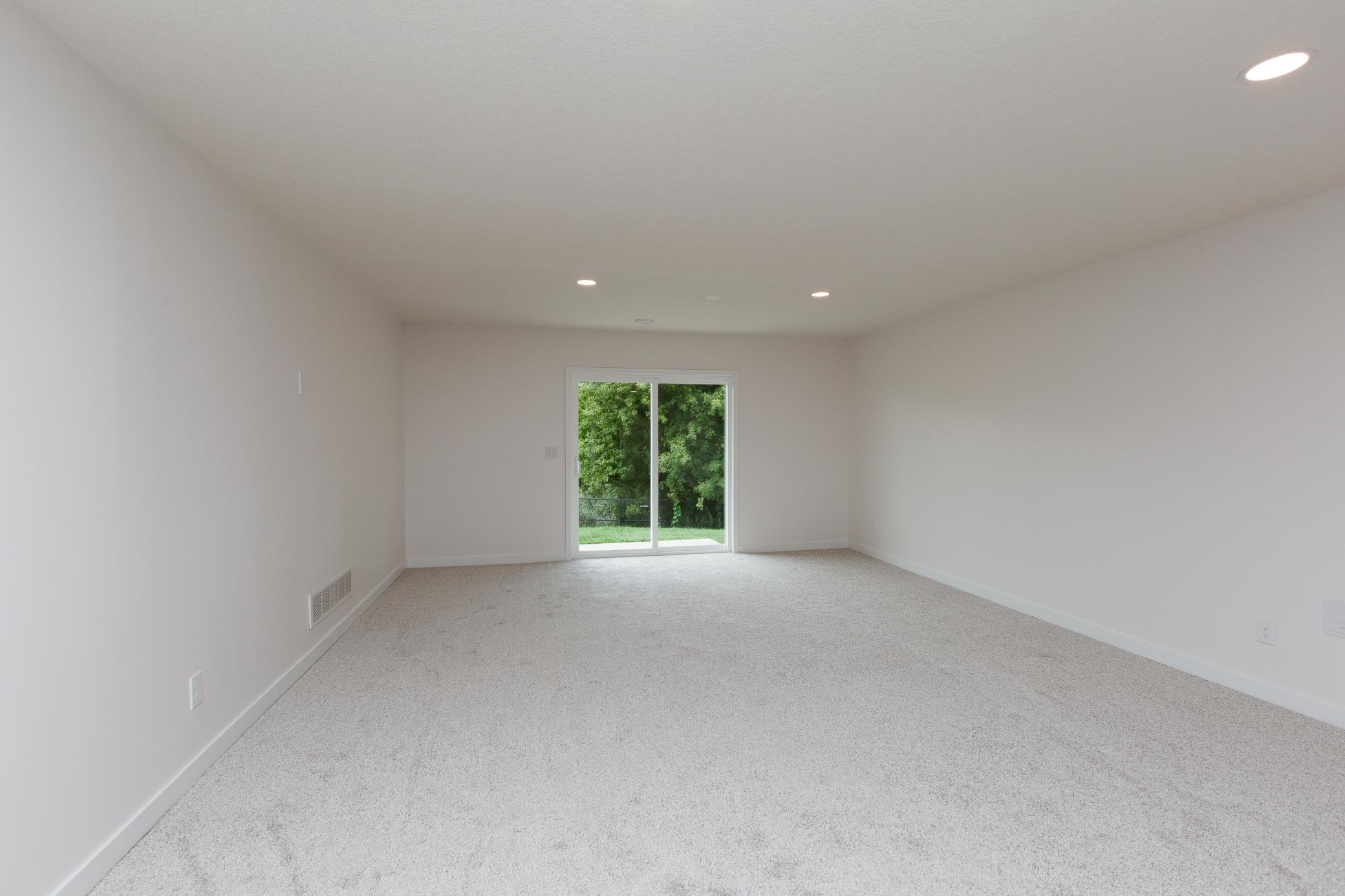 Newly finished rec room with walk-out