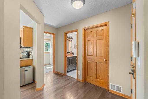 Solid six panel doors throughout the home.