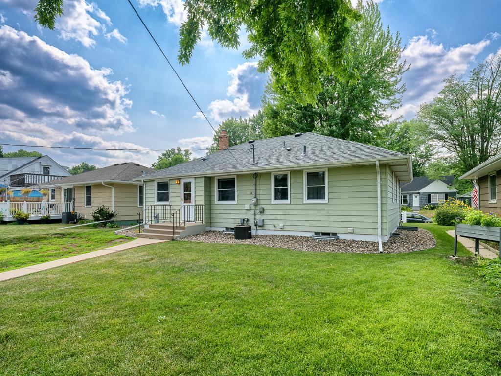 A nice, flat backyard awaits for summer fun and games.