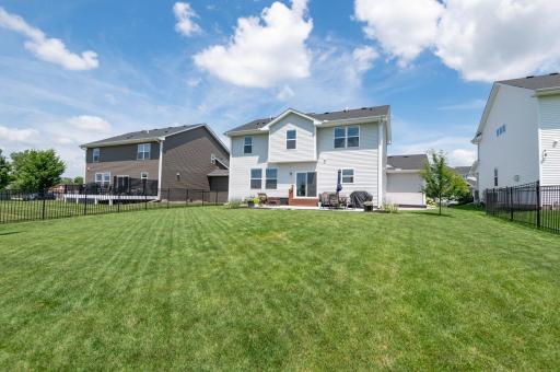 Fantastic back yard patio and level back yard is just the right size, great for play but not too much to mow! Neighbors did fence on two sides.