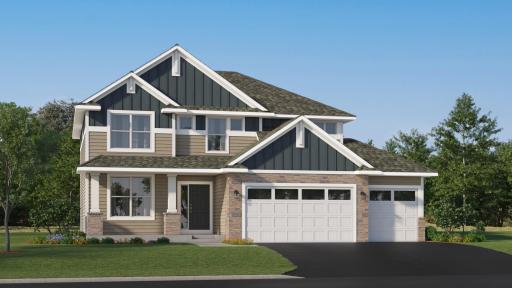 (Exterior rendering, actual home's finishes will vary.)