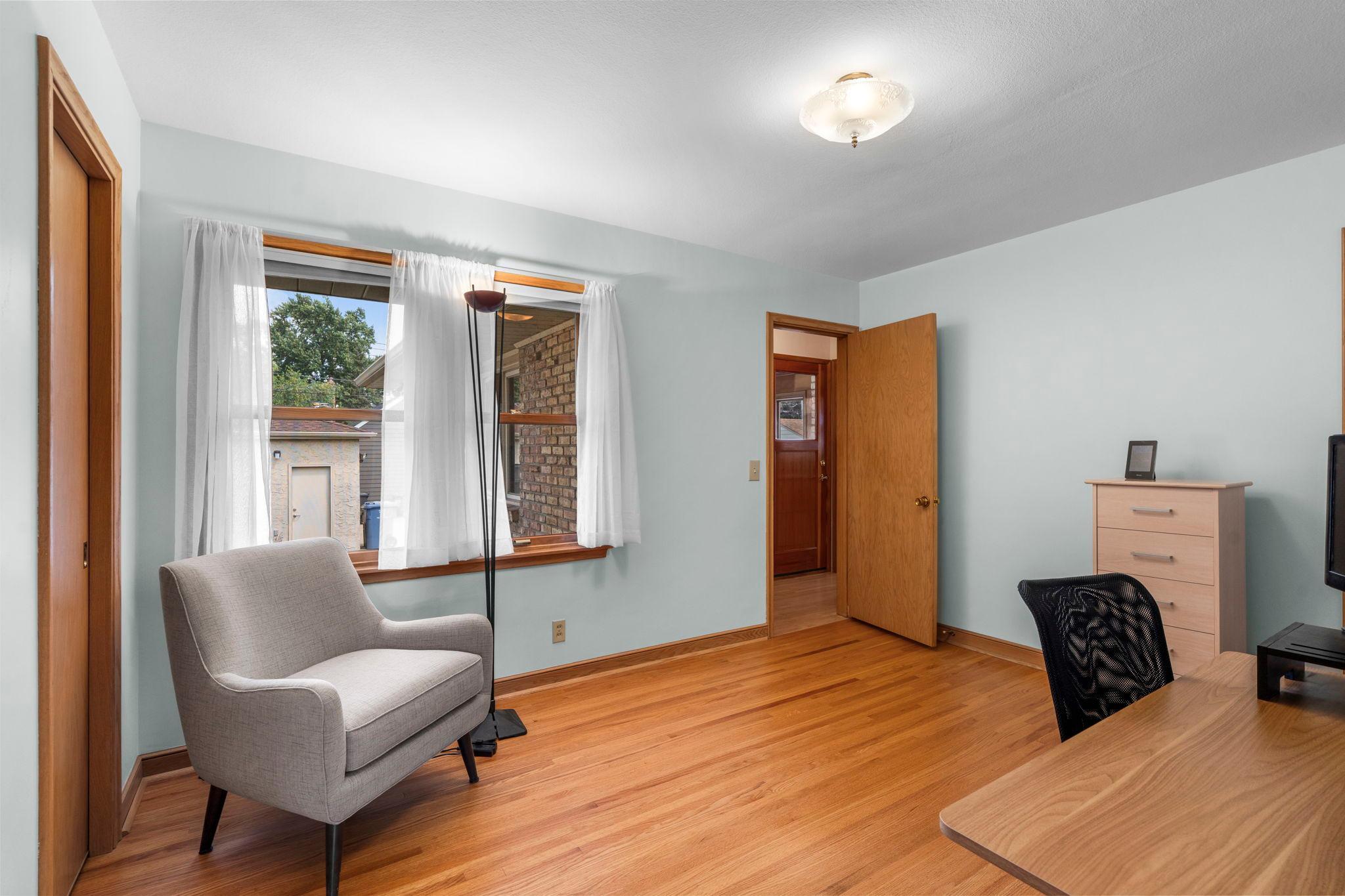 One bedroom includes dual closets, creating a flexible space for a home office, hobby room, or private retreat.