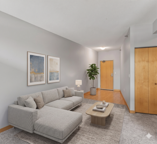 Virtually staged living room/entry