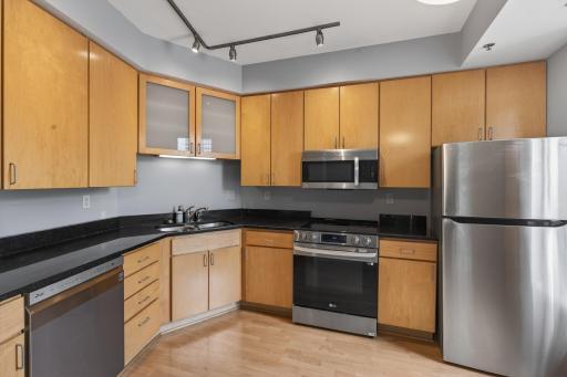 Kitchen with stainless steel appliances