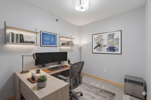 Virtually staged, flex room used as an office