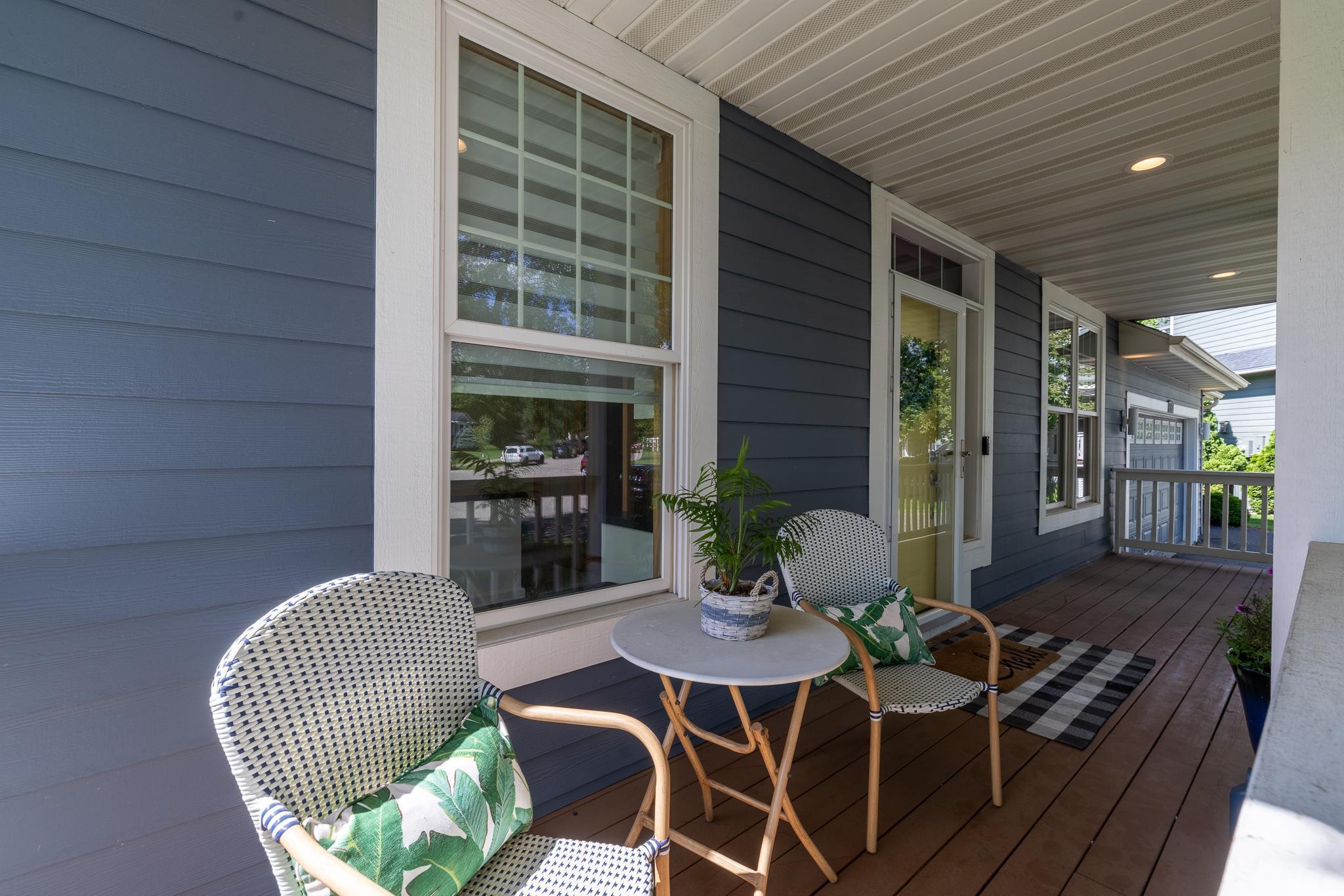Relax in the shade on the maintenance free porch.