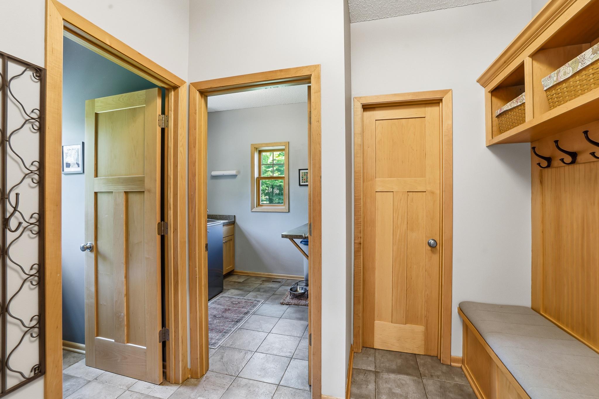 Mud room off of garage offers lots of space.