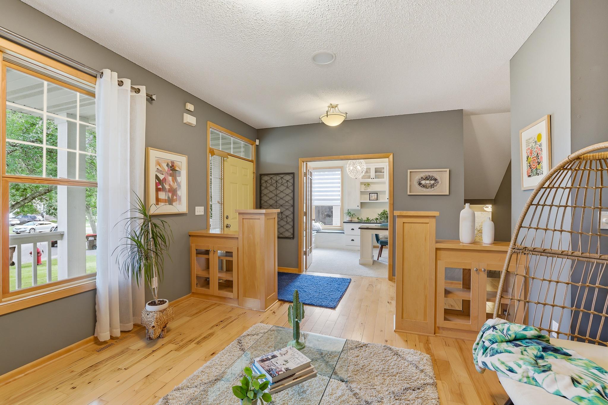 Across from the dining room is the office with French doors.