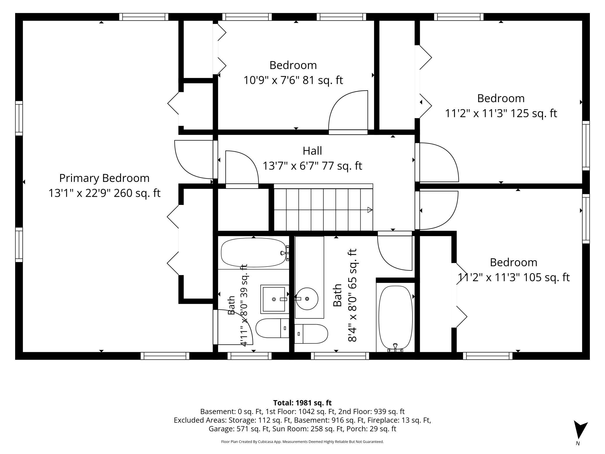 Upper level floorplan.